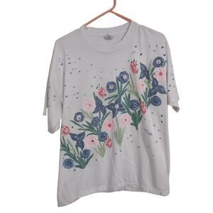 American Vintage 80s Hand Painted Shirt Puff Paint Size XL Made in the USA